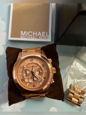 Michael Kors Rose Gold-Tone Multifunction Bracelet Watch